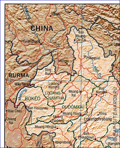 Administrativa mapa de Laos em ingles