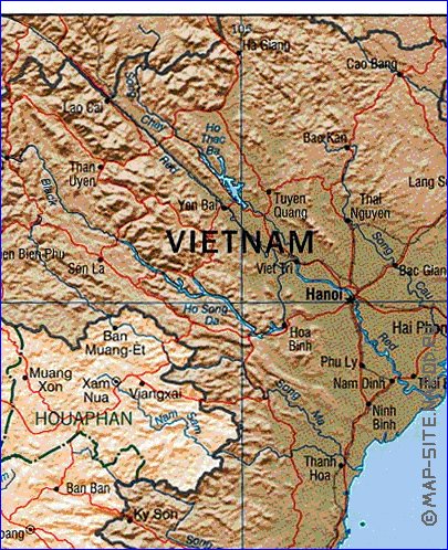 Administrativa mapa de Laos em ingles