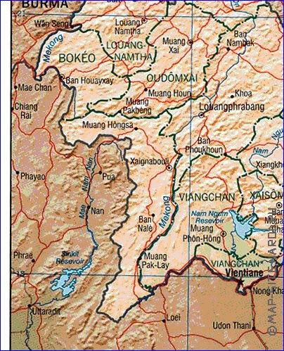 Administrativa mapa de Laos em ingles