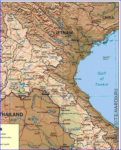 Administrativa mapa de Laos em ingles