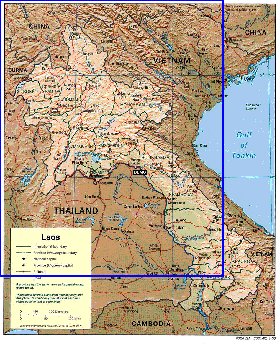 Administrativa mapa de Laos em ingles