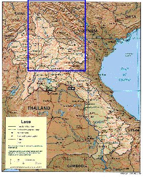 Administrativa mapa de Laos em ingles