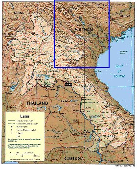 Administrativa mapa de Laos em ingles