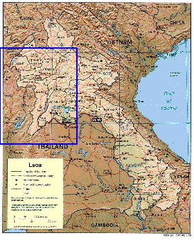 Administrativa mapa de Laos em ingles