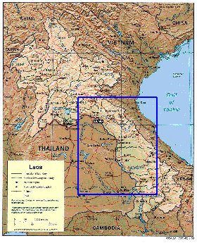 Administrativa mapa de Laos em ingles