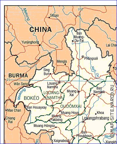 Administrativa mapa de Laos