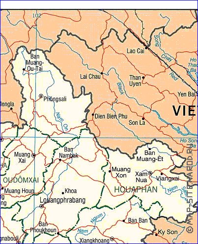 Administrativa mapa de Laos