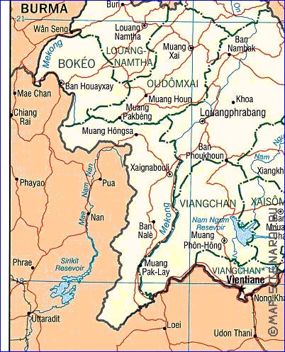 Administrativa mapa de Laos