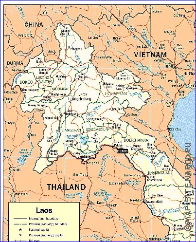 Administrativa mapa de Laos