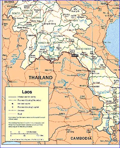 Administrativa mapa de Laos