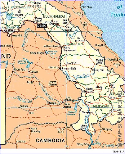 Administrativa mapa de Laos