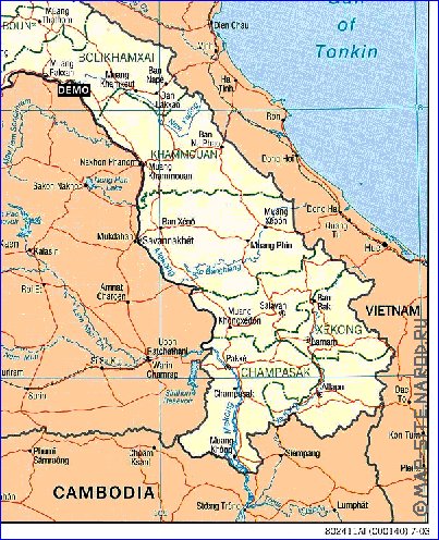 Administrativa mapa de Laos