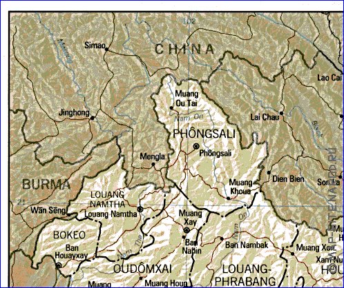 mapa de Laos em ingles