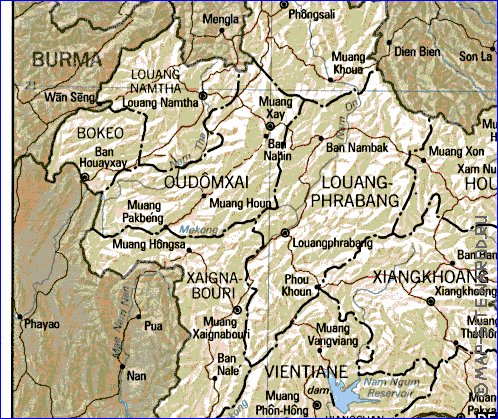 mapa de Laos em ingles