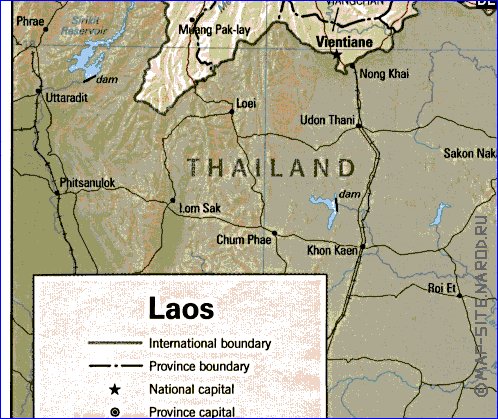 mapa de Laos em ingles