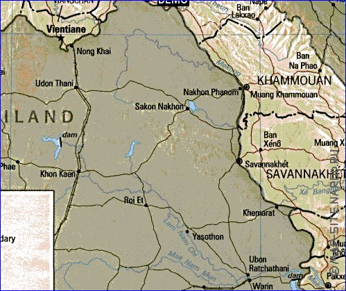 mapa de Laos em ingles