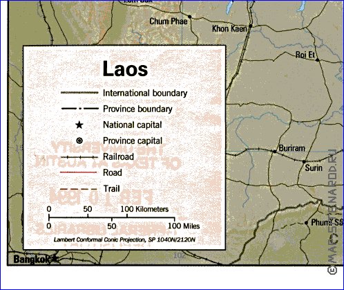 carte de Laos en anglais