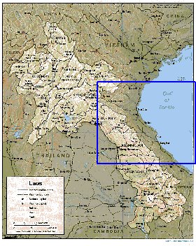 mapa de Laos em ingles