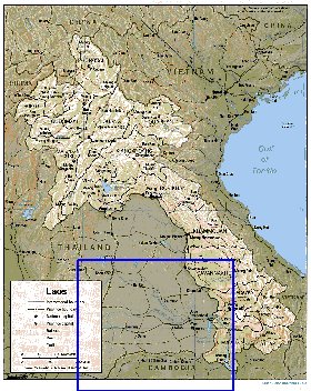 mapa de Laos em ingles