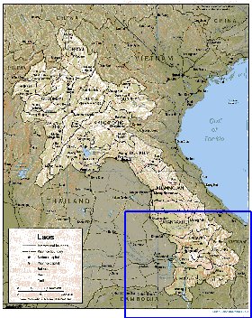 carte de Laos en anglais