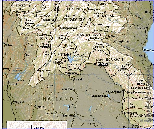 carte de Laos en anglais