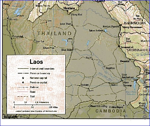 carte de Laos en anglais