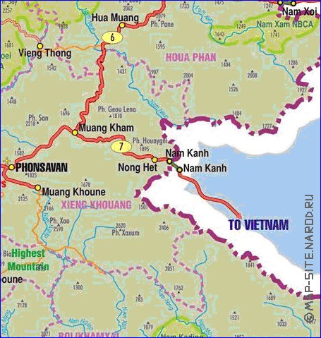 mapa de Laos
