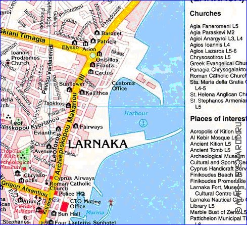 mapa de Larnaca em ingles