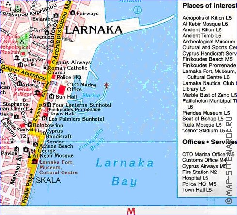 mapa de Larnaca em ingles