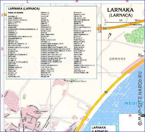 mapa de Larnaca em ingles