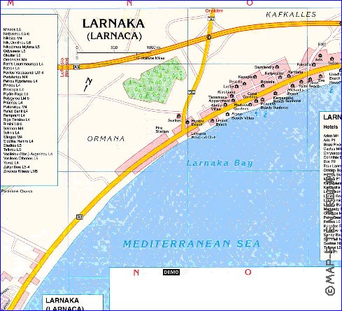 mapa de Larnaca em ingles