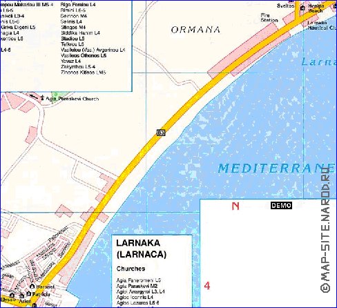 mapa de Larnaca em ingles