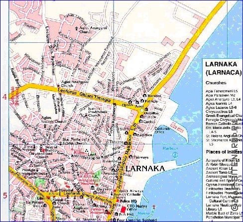 mapa de Larnaca em ingles