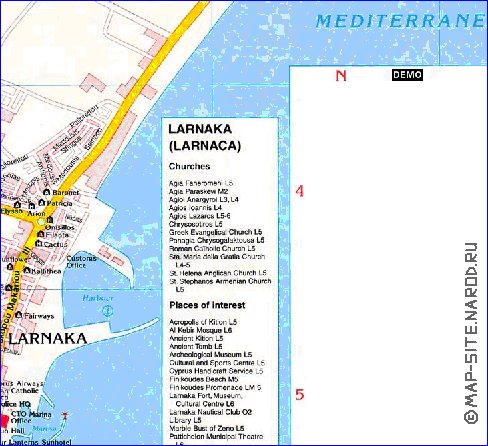 mapa de Larnaca em ingles