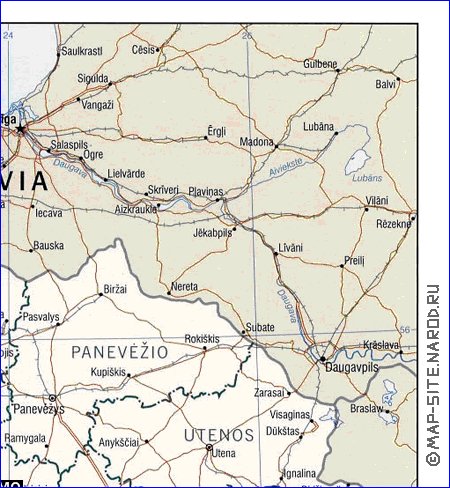 Administrativa mapa de Letonia em ingles