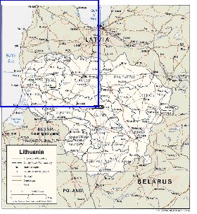 Administrativa mapa de Letonia em ingles