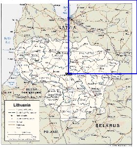 Administrativa mapa de Letonia em ingles