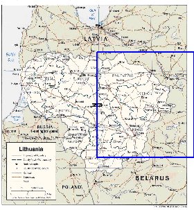 Administrativa mapa de Letonia em ingles