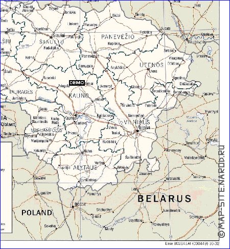 Administrativa mapa de Letonia em ingles