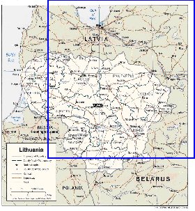 Administratives carte de Lettonie en anglais