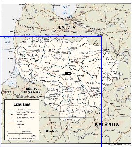 Administrativa mapa de Letonia em ingles