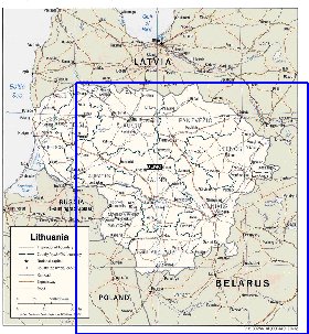 Administrativa mapa de Letonia em ingles