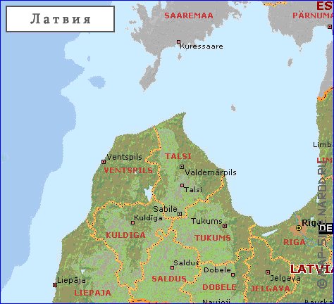Administrativa mapa de Letonia