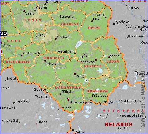 Administrativa mapa de Letonia