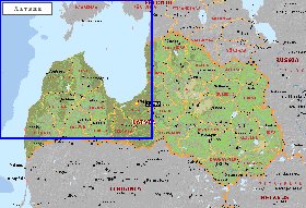 Administrativa mapa de Letonia
