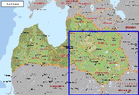 Administrativa mapa de Letonia