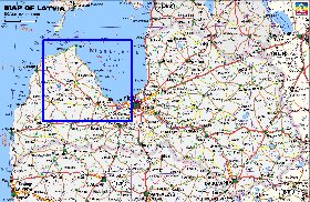 mapa de de estradas Letonia em ingles