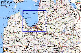carte de des routes Lettonie en anglais