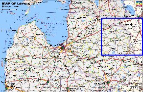 mapa de de estradas Letonia em ingles