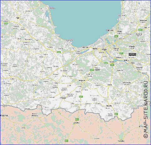 mapa de Letonia em ingles